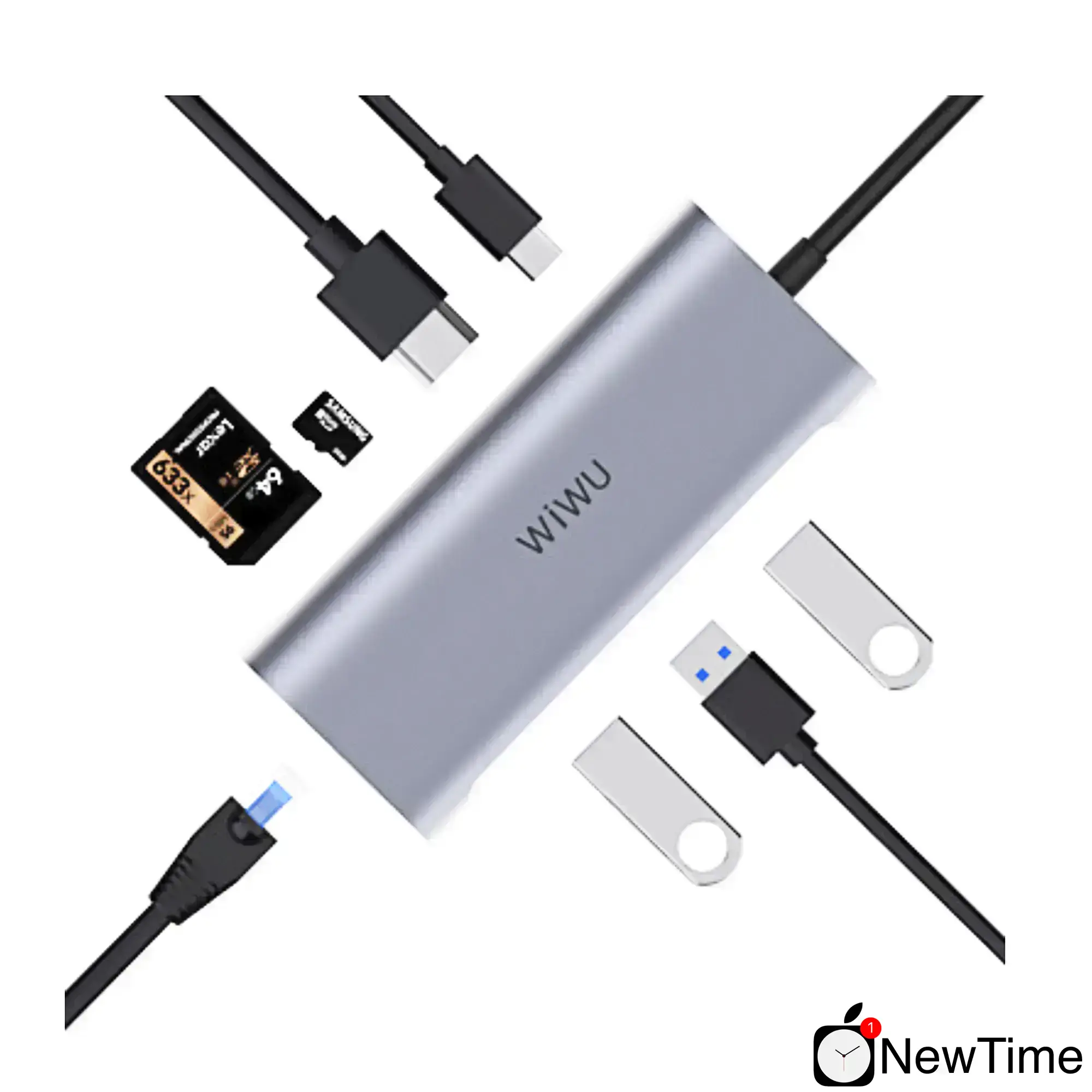 WiWU Alpha A831HRT 8 in 1 USB-C Hub Silver